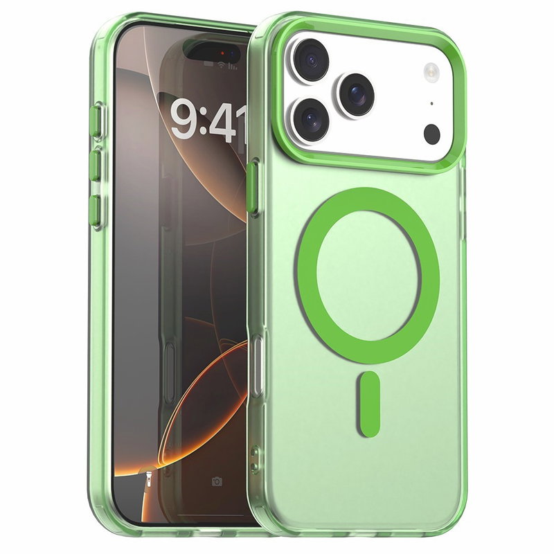 Gennemsigtigt iPhone 17 Pro Max Cover Med MagSafe - Grøn