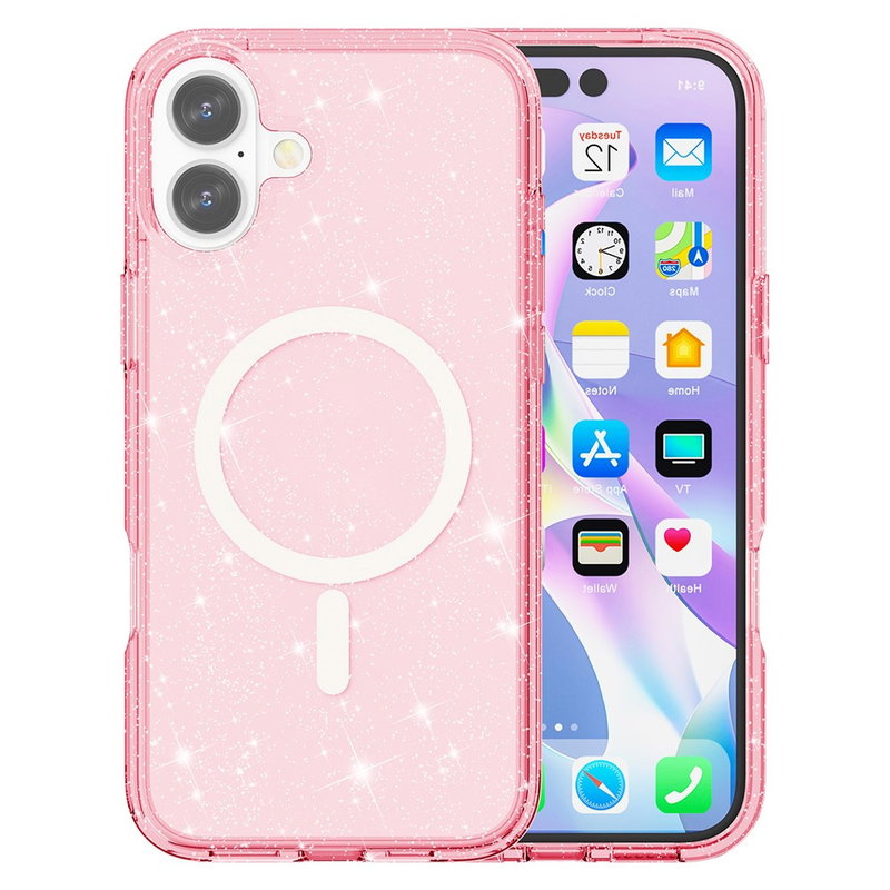 iPhone 17 Cover med MagSafe Med Glimmer - Lyserød