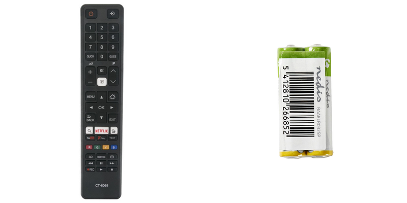 Pakke m. 1stk Fjernbetjening til Toshiba Smart TV & 1stk 2-Pak AAA Batterier