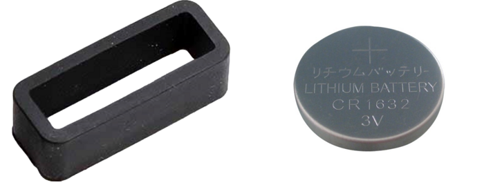Pakke m. Gummistrop / Remholder til Urrem 20 mm & Batteri til Garmin Vivofit 1/2/3/Jr/Jr2