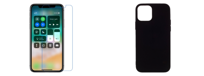 Pakke m. Skærmbeskyttelse / Hærdet Beskyttelsesglas til iPhone 12 / 12 Pro & Matte TPU Cover til iPhone 12 / 12 Pro Sort