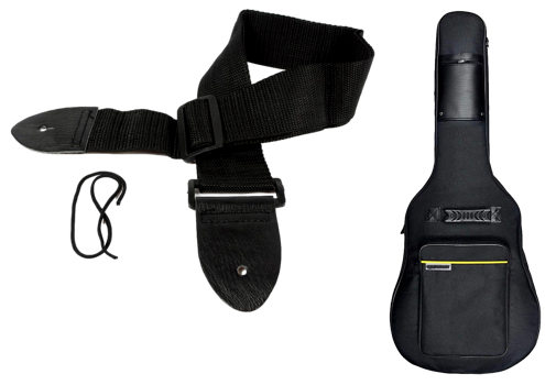 Pakke m. Sort Guitar / Ukulele Rem & Vandafvisende Guitartaske