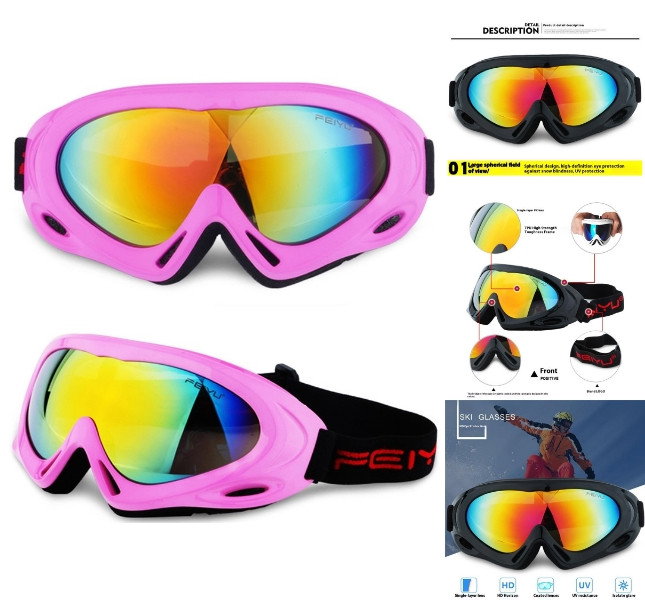 Skibriller til Børn og Voksne, Unisex - Vind- & UV-beskyttelse - Pink