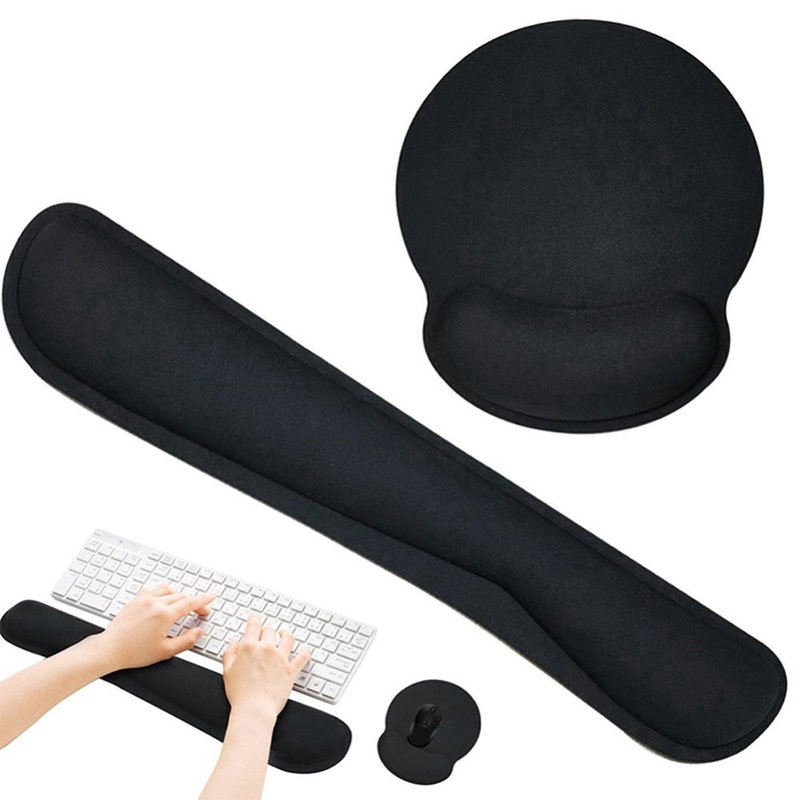 Tastatur- og museunderlag med ergonomisk håndledsstøtte - Memory Foam & Skridsikker Bund