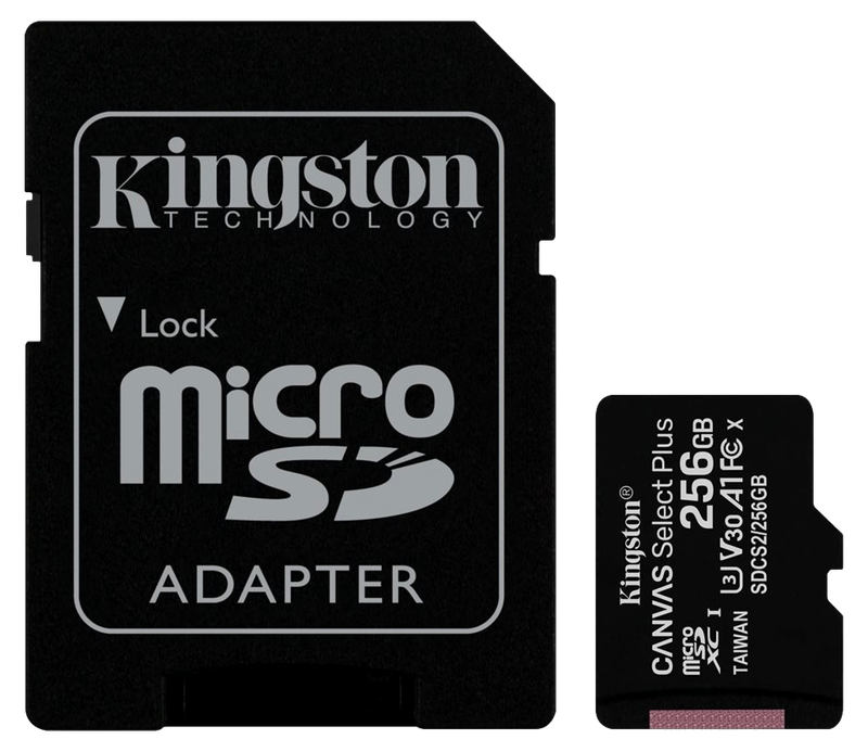 Kingston Canvas Select MicroSD Kort med Adapter-256GB