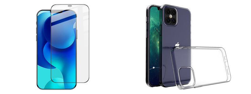 Pakke m. 1x 3 stk iPhone 12 / 12 Pro Beskyttelsesglas / Skærmbeskyttelse / 3D Glas & 1stk iPhone 12 / 12 Pro Gennemsigtigt Silikone Cover