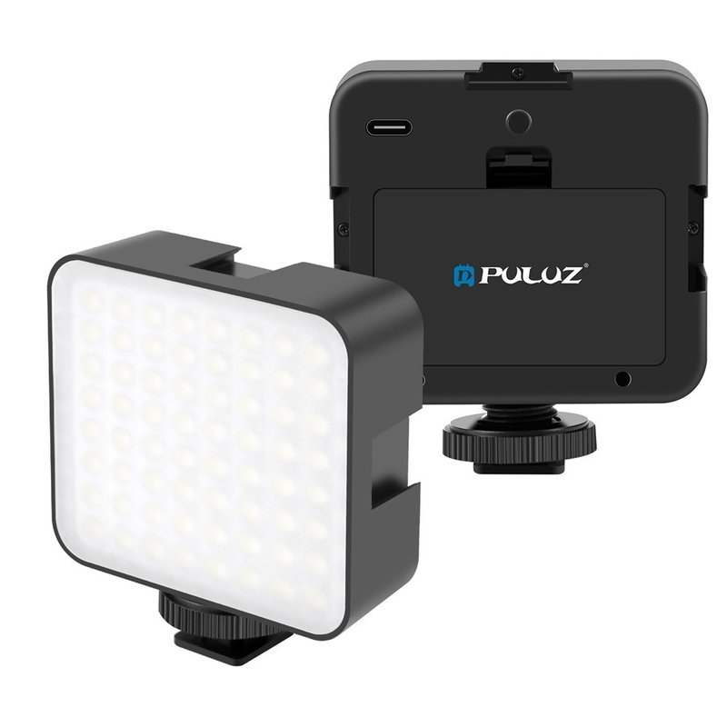 Mini LED videolys til foto & video - 3W, 49 LED, koldskofod og 1/4" gevind (AA-batterier)