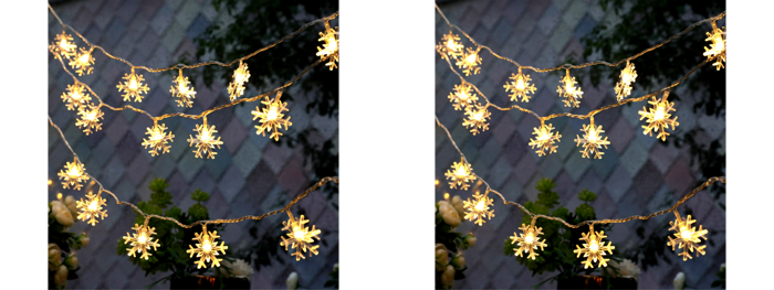 2x 20-LED Lyskæde m. Snefnug - Varmt Lys