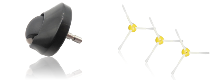 Pakke m. Næsehjul m/ Beslag til iRobot Roomba & 3x Sidebørster til iRobot Roomba 800- og 900-Serien