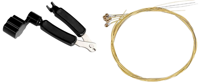 Pakke m. Guitar String Winder med Saks & 6-Pak Guitarstrenge