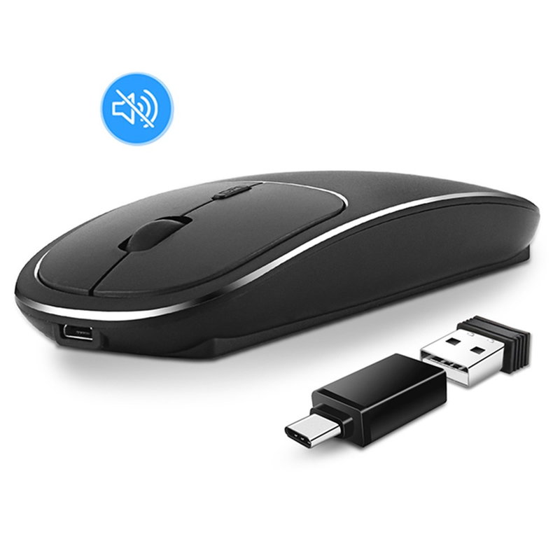 → Trådløs genopladelig mus med USB & Type-C adapter - Gratis fragt