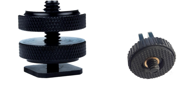 Pakke m. Hot Shoe Mount / Adapter & Reverse GoPro Adapter med 1/4" skrue