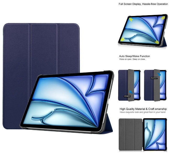 Blåt iPad Air 11 cover forfra