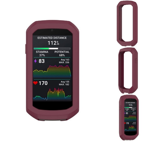 Vinrødt silikoneetui til Garmin Edge 1050