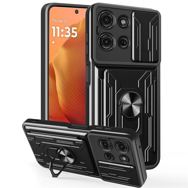 Hard Case Cover til Motorola Moto G75 5G med Kamerabeskytter, Kortholder & Magnet