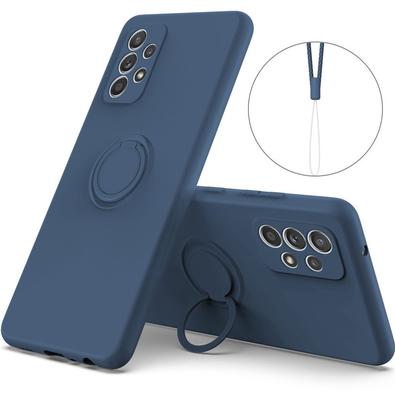 Samsung Galaxy A53 5G Cover - med ringholder & håndledsrem - Mørkeblå