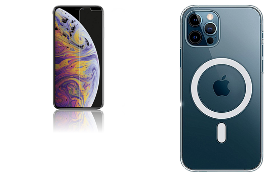 Pakke m. iPhone 11 Skærmbeskyttelse / Beskyttelsesglas & Gennemsigtigt TPU Cover med MagSafe til iPhone 11