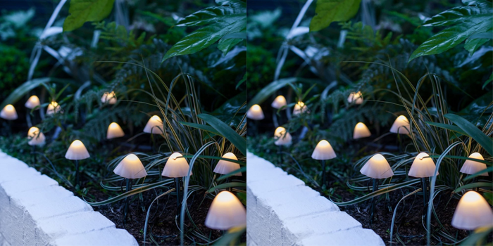 2x 10-LED Solcelle Lyskæde med Svampe på Jordspyd