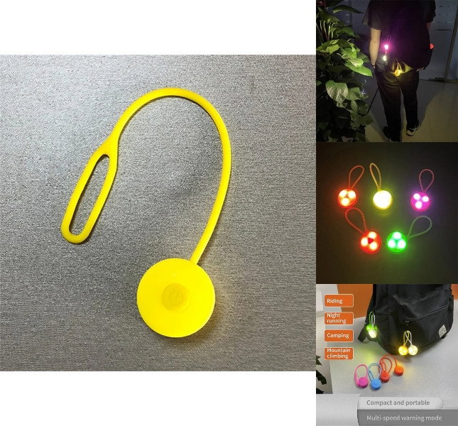 Mini Silikone LED Lys Refleks Vedhæng - Gul