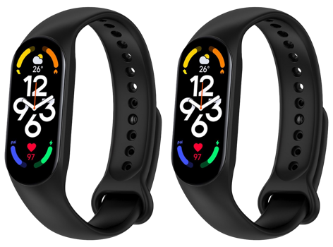 2x Mat Silikone Rem til Xiaomi Mi Smart Band 5 / 6 / 7-Sort