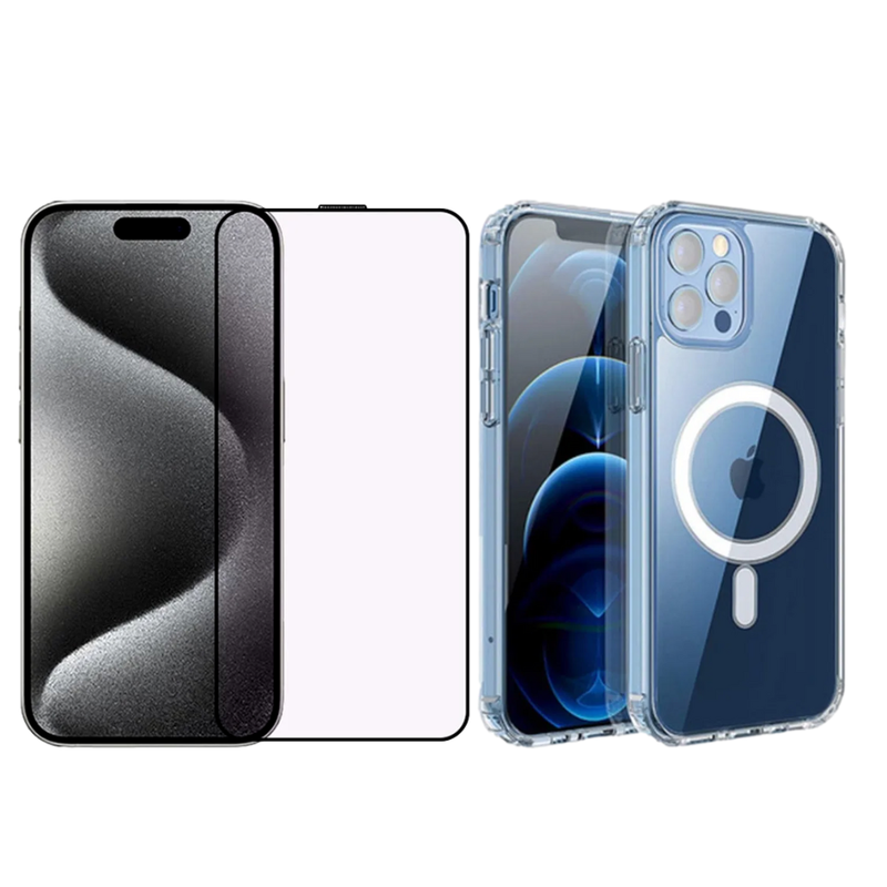 Gennemsigtigt MagSafe Cover & Beskyttelsesglas / Skærmbeskyttelse / 3D Glas til iPhone 14