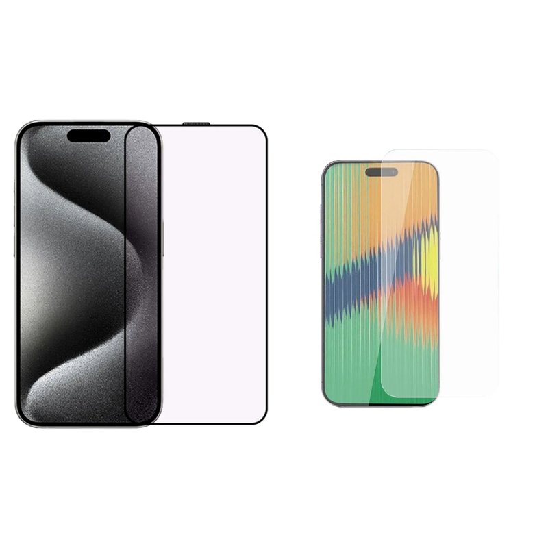 Pakke m. Skærmbeskyttelse / Beskyttelsesglas / Hærdet Glas til iPhone 15 & Beskyttelsesglas / Skærmbeskyttelse / 3D Glas til iPhone 15