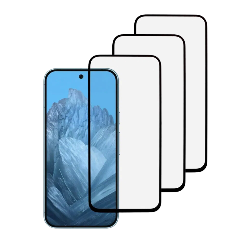 3 stk. Google Pixel 9 / 9 Pro Beskyttelsesglas med Sort Kant, 3D Skærmbeskyttelse
