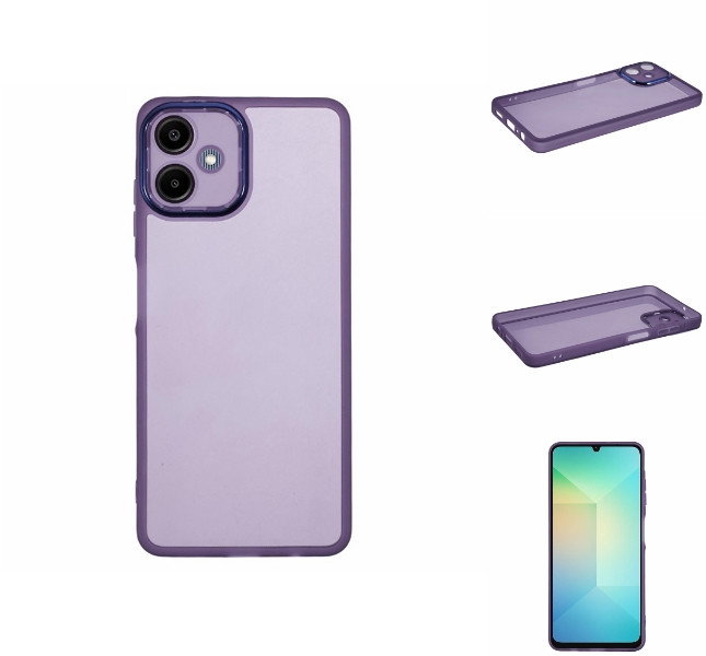 Gennemsigtigt lilla Samsung Galaxy A06 cover forfra
