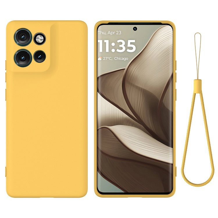 Motorola Edge 50 Neo Silikone Cover med Håndrem - Gul