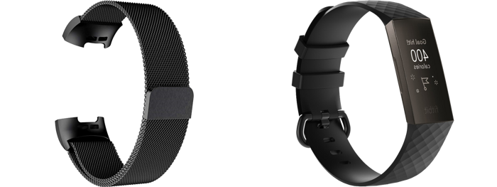 Mesh Rem Sort & Silikone Rem Sort til Fitbit Charge 3 / 4