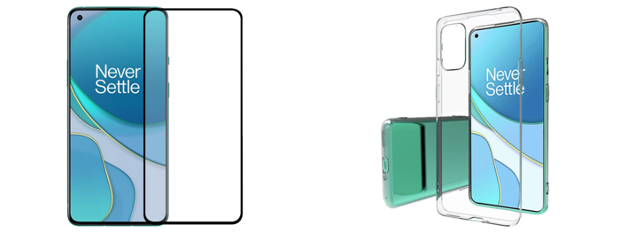 Pakke m. 3D Skærmbeskyttelse / Hærdet Beskyttelsesglas til OnePlus 8T & Transparent TPU Cover til OnePlus 8T
