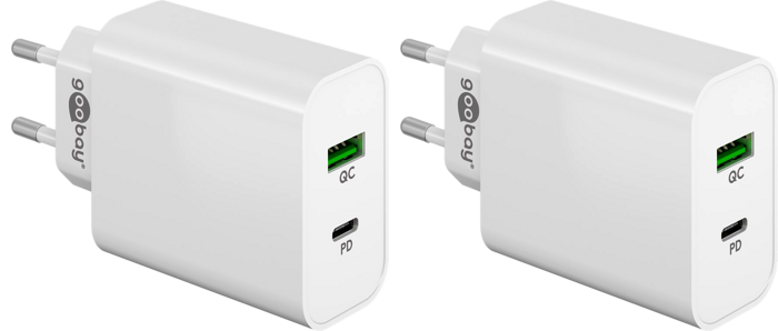 2x 45W Hurtig Dobbelt Oplader med USB & USB-C