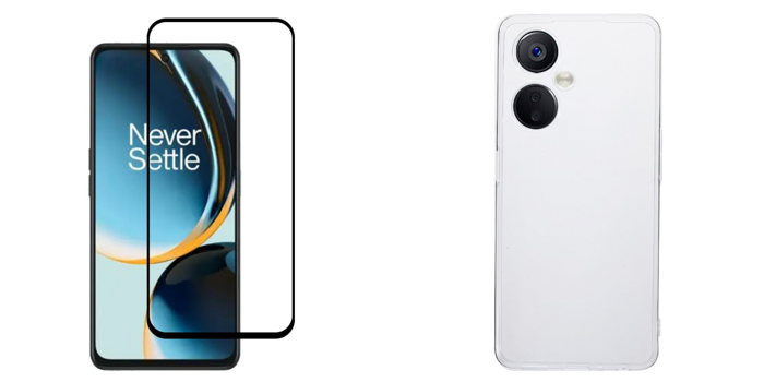 Pakke m. Beskyttelsesglas / Skærmbeskyttelse / 3D Glas til OnePlus Nord CE 3 Lite 5G & Gennemsigtigt Silikone Cover til OnePlus Nord CE 3 Lite 5G