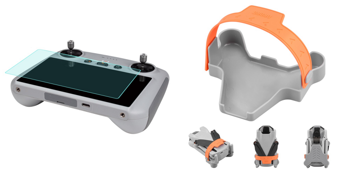 Pakke m. Beskyttelsesglas / Skærmbeskyttelse / Glas til DJI Mini 3 / 3 Pro DJI RC Controller & Propelholder til DJI Mini 3 / 3 Pro