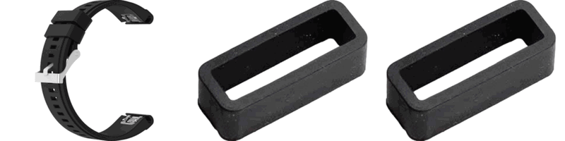 Pakke m. Silicone rem til Garmin Fenix 3 / 3 HR / 5X / 5X Plus / 6X / 6X Pro Sort & 2x Gummistrop / Remholder til Urrem 26 mm