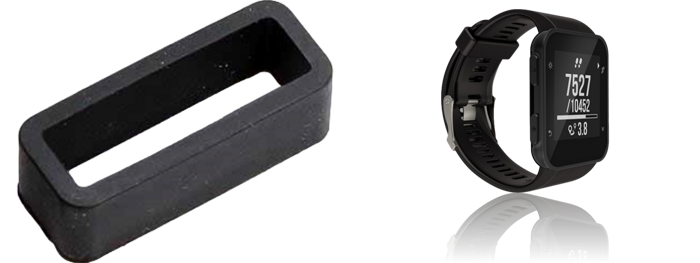 Pakke m. Gummistrop / Remholder til Urrem 22 mm & Silicone rem til Garmin Forerunner 35 Sort