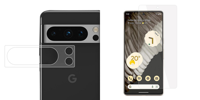 Pakke m. Kamera Beskyttelsesglas til Google Pixel 8 Pro & Skærmbeskyttelse / Glas til Google Pixel 8 Pro