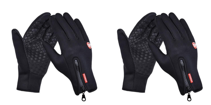 2x Vinterhandsker til Cykling, Polstrerede Fullfinger Handsker med Touch-Medium