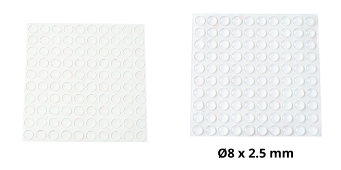 Pakke m. 100 stk. Anslagsdæmpere - Gennemsigtig-Ø8 x 1.5 mm & 100 stk. Anslagsdæmpere - Gennemsigtig-Ø8 x 2.5 mm