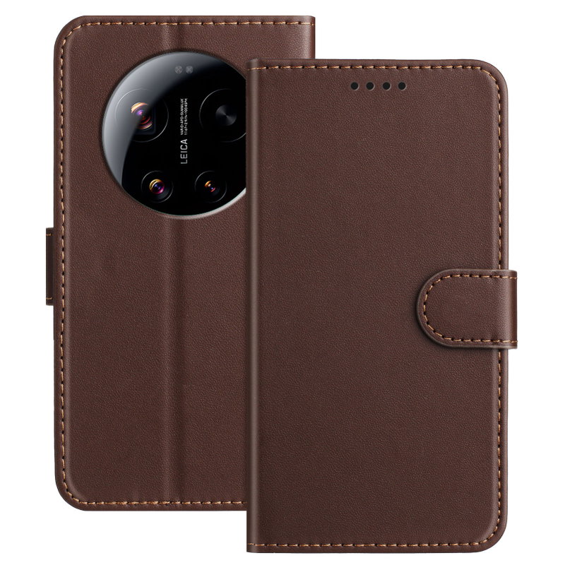 Flip Cover til Xiaomi 17 Ultra  med Kortholder og Stativfunktion - Brun