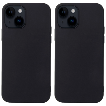 2x Soft Matte Silikone Cover til iPhone 14-Sort