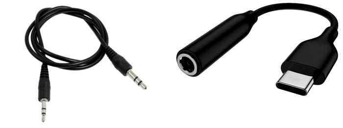 Pakke m. Minijack (AUX) kabel 1,3 meter & USB-C til AUX Adapter Kabel