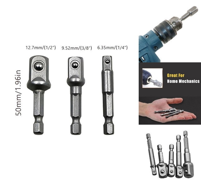 Adapter sæt til boreværktøj med tre dele