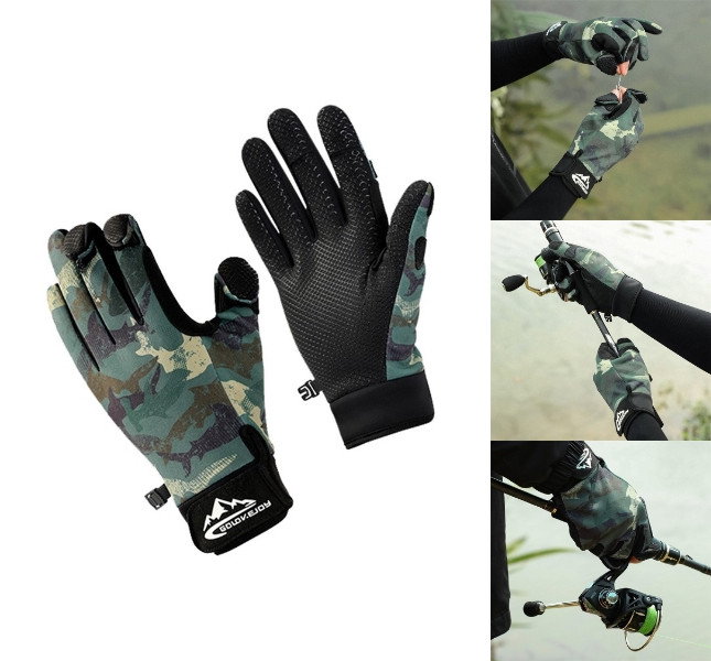 Fiskehandsker med Flip-Fingre set forfra