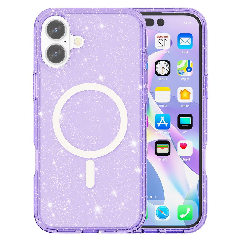 iPhone 17 Cover med MagSafe Med Glimmer - Lilla