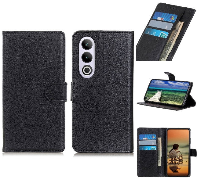 OnePlus Nord CE4 5G sort PU læder cover forside