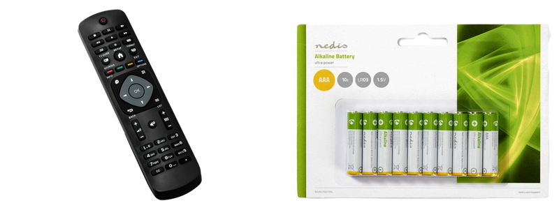 Pakke m. 1stk Universal Fjernbetjening til Philips TV & 1stk 10-Pak AAA Batterier 