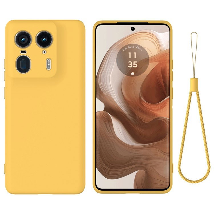 Motorola Edge 50 Ultra Silikone Cover m. Håndledsrem - Gul