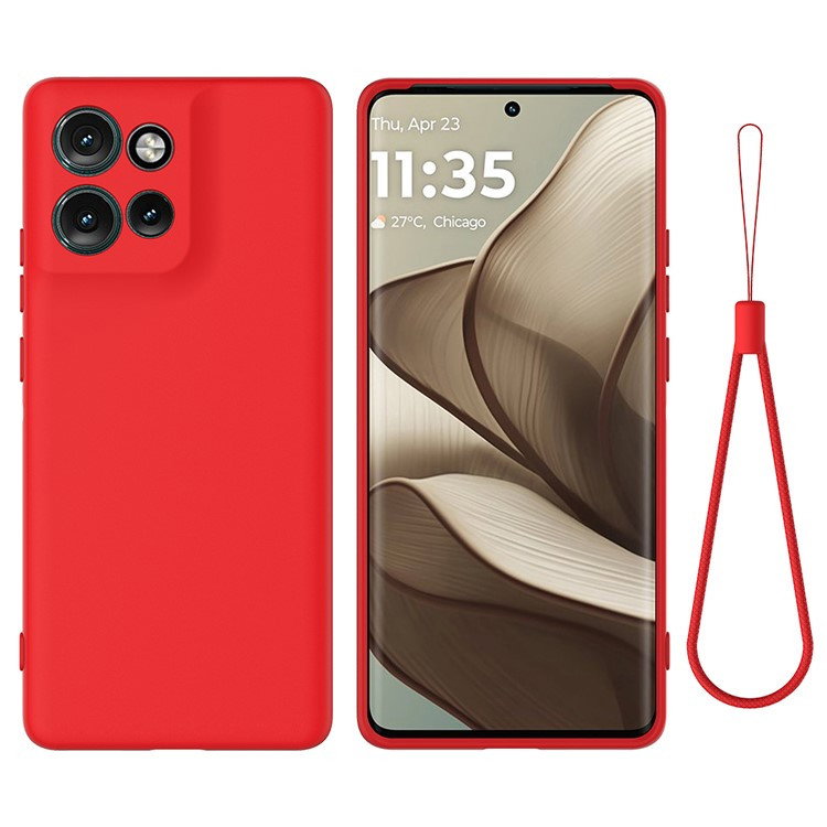 Motorola Edge 50 Neo Silikone Cover med Håndrem - Rød