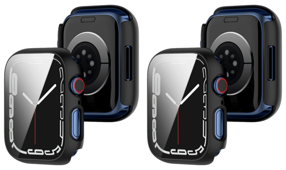 2 Stk Cover med Beskyttelsesglas / Skærmbeskyttelse til Apple Watch 7 - 41mm Sort